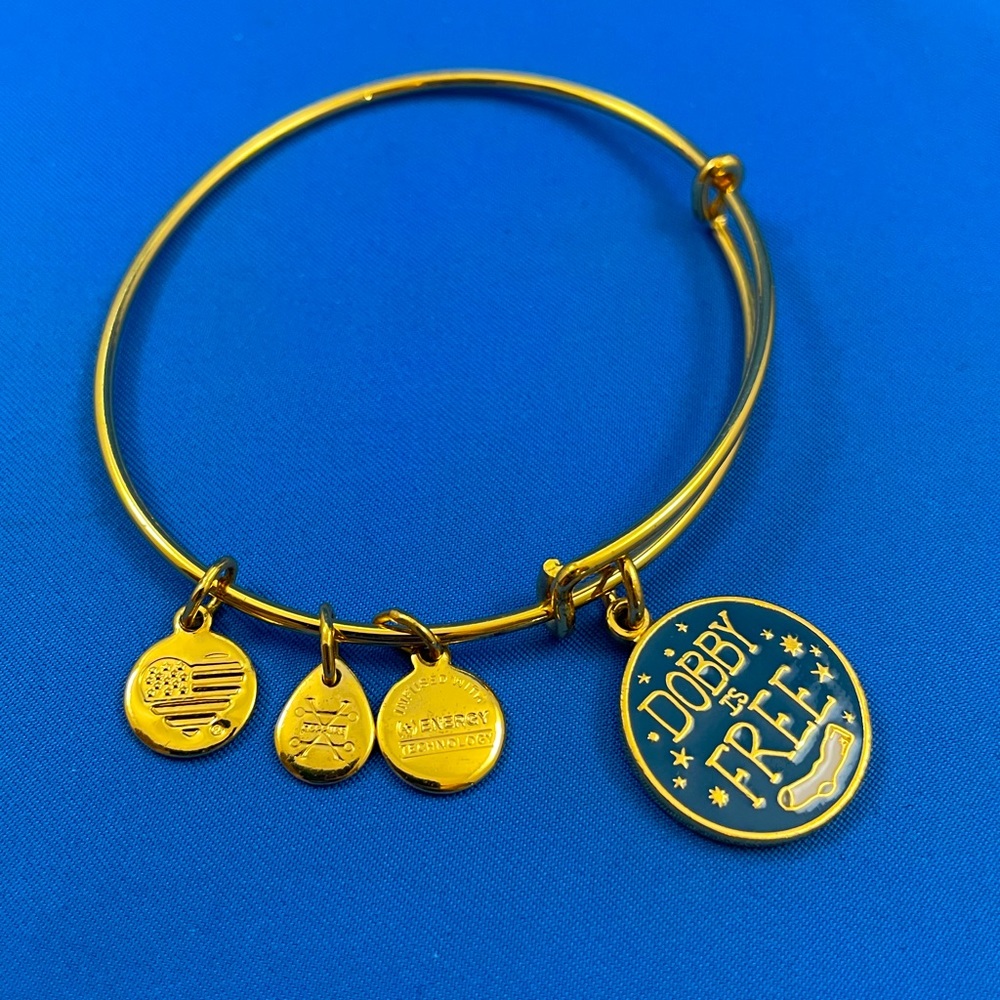Alex and Ani Harry Potter ‘Dobby is Free’ shiny gold finish bangle bracelet - Picture 1 of 6